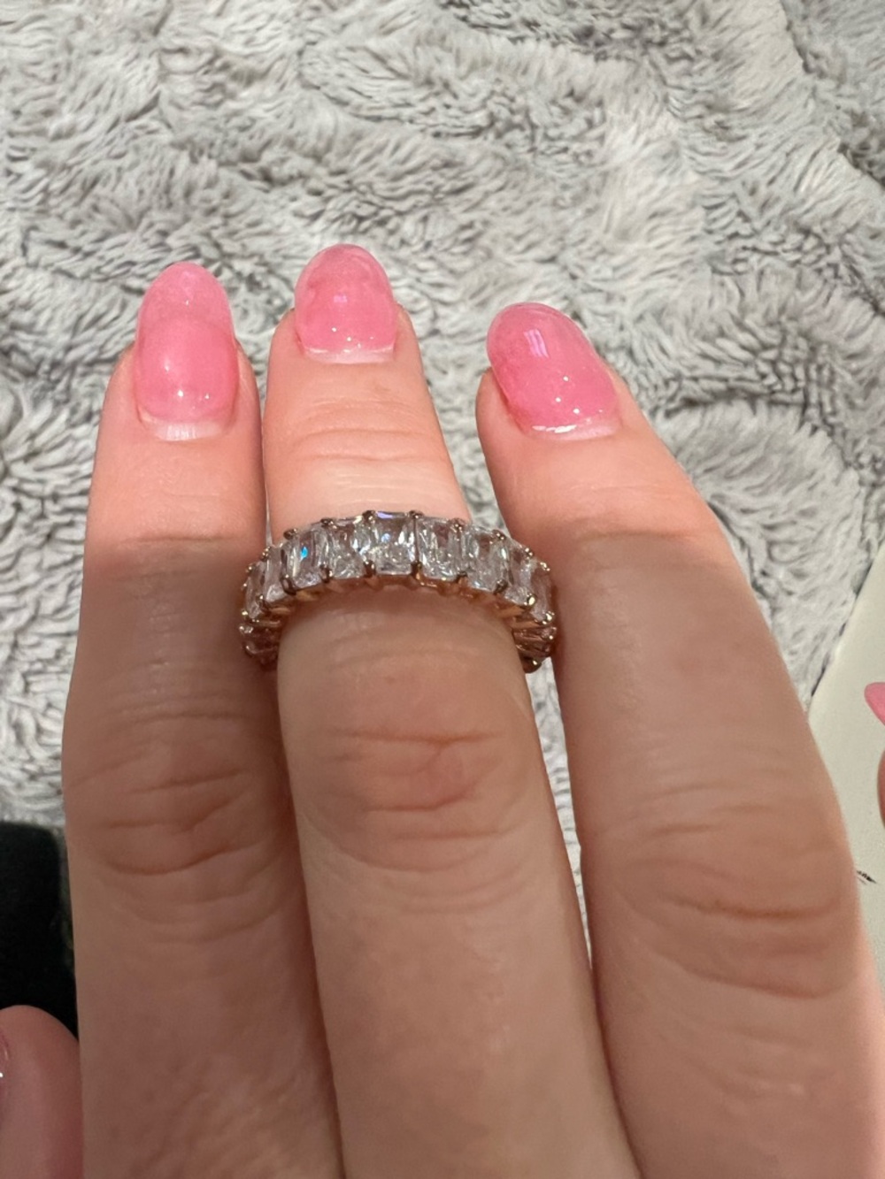 Elegant Rose Gold Eternity Band with Clear Stones - Women Jewelry